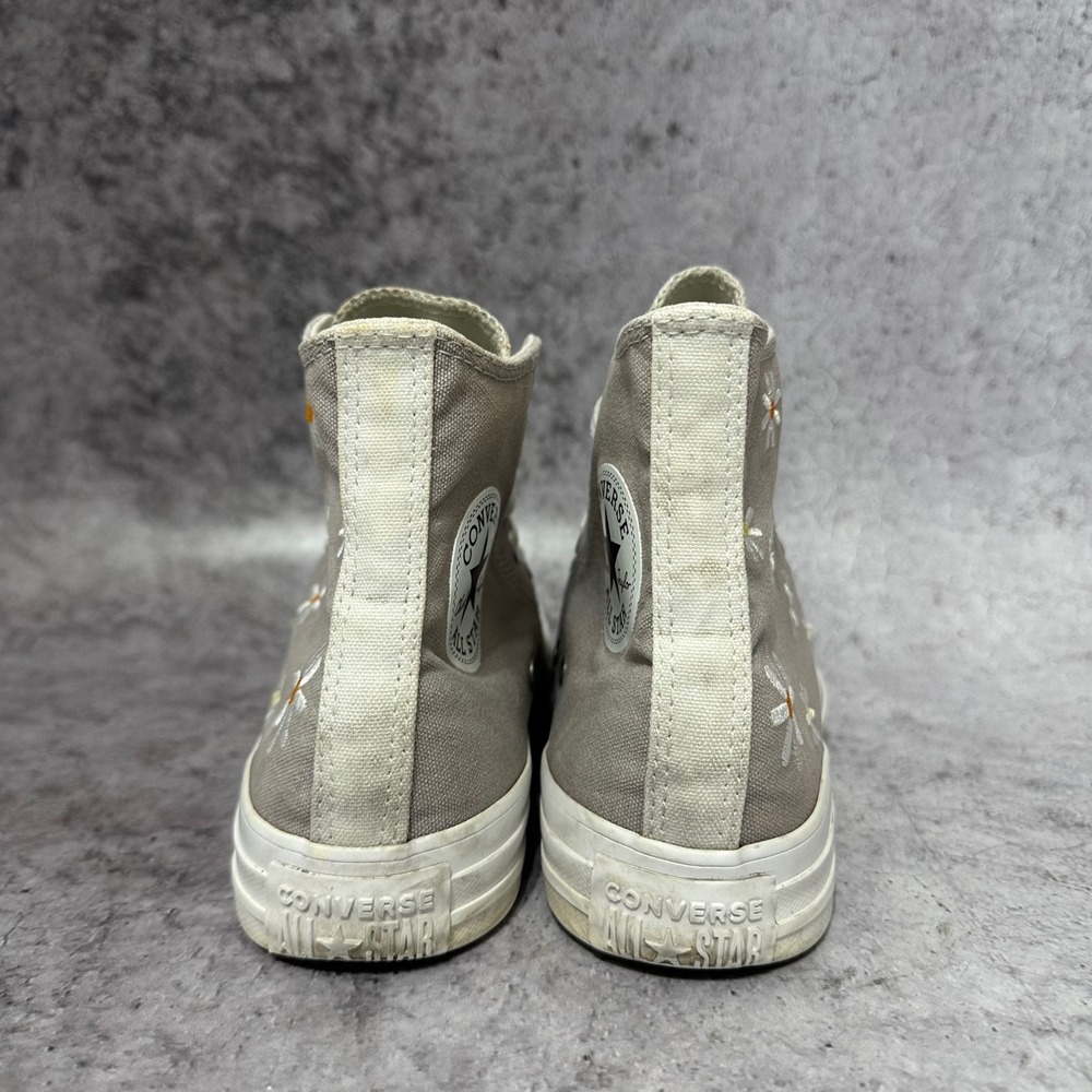 Converse Chuck Taylor All Star Womens 7 Gray Daisy Embroidered High Top Sneakers - Picture 7 of 8
